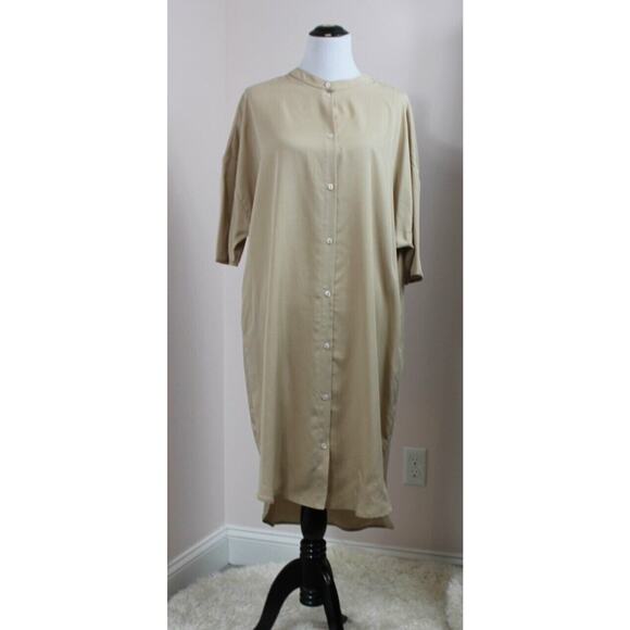 A PART OF THE ART Sz S Small Warm Sand Flow Dress Lyocell Shirtdress NWT - Picture 7 of 10